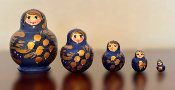 Beautiful Miniature Blue Nesting Dolls