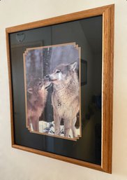 Loving Affectionate Wolves Photo Print In A Custome Wood Frame