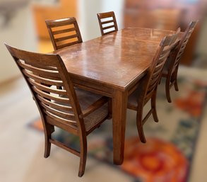 Beautiful Traditional Solid Wood Dining Table And Chairs W/ Extension Leaf