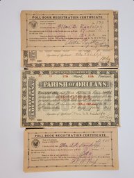 1939 Poll Book Registration Certificates For Louisiana