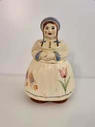 Vintage USA Shawnee Pottery Cookie Jar W/ Dutch Girl In Tulip Dress