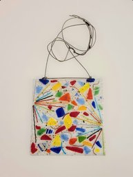 Colorful Handmade Hanging Square Fused Art Glass