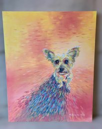 Stunning Original M. Dowling Yorkie Painting On Canvas