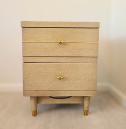 Genuine Mahogany Two-drawer Nightstand W/ Gold Colored Accents
