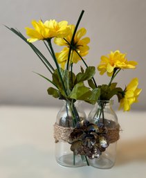 Cheerful Faux Spring Floral Arrangement In A Boho Chic Vase