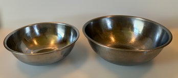 Stainless Steele Mixing Bowls - Lot Of 2