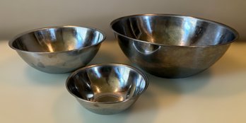 Vollrath Heavy Duty Stainless Steele Mixing Bowls - Lot Of 3