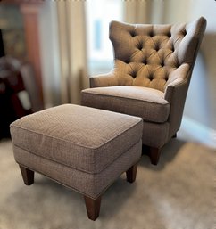 Elegant Tufted Sitting Chair And Matching Foot Rest
