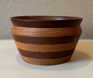 Unique Vintage Hand Turned Wooden Bowl With Signature At The Bottom