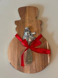 Festive Snowman Charcuterie Board And Cheese Knife