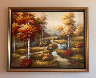Breathtaking Autumn Forest Painting In Custom Frame