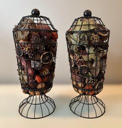 Lovely Metal Cage Potpourri Holders - Lot Of 2