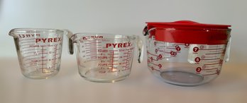 Collection Of Glass Pyrex Measuring Cups - Lot Of 3