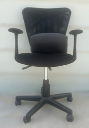 Black Swivel Ergonomic Office Chair With Back Support Cushion