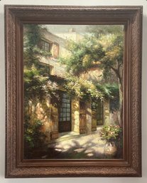 Large Breathtaking Original Simmons Italian Villa Oil Painting In An Exquisite Custom Frame