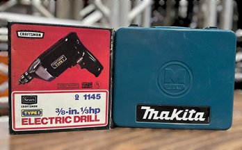 Teal Thakita Electric Drill And Craftsman Type 1 Elected Drill