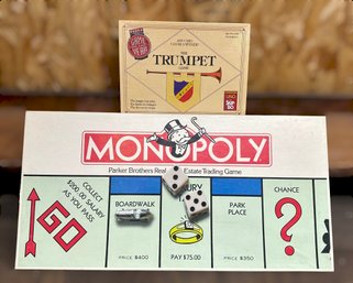 Fun Family Board Games Featuring Monopoly And  The Trumpet Game