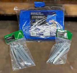 Everbuilt  Medium Duty Tarp And 9' Rope Ties - Lot Of 3 Items