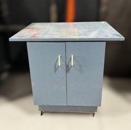 Light Blue Mobile Work Bench With Cabinets