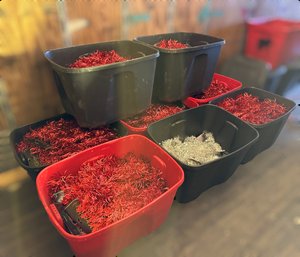 Massive Connection Of Sparkly Red And Silver Holiday Garland - Lot Of  8 Totes