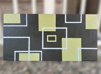 Modern Contemporary Black And Yellow Wall Art Signed