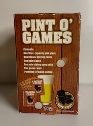 Pint O Games Set Containing Pint Glass, Playing Cards,  Dice, Ping Pong Balls And Game Cards