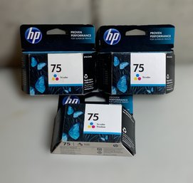 HP Proven Performance 75 Color Ink Cartridges- Lot Of 3