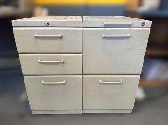 Beige Locking Metal Filing Cabinets- Lot Of 2