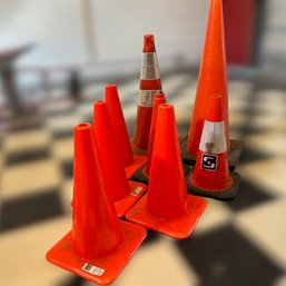 Large Collection Of Bright Orange Traffic Cones - Lot Of 8