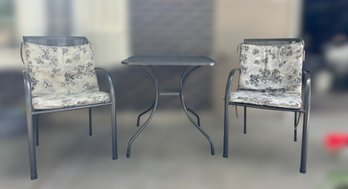 Beautiful Wrought Iron Patio Set With Floral Cushions