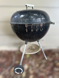 Portable Weber Charcoal Grill With Utensil Hooks And Accessories