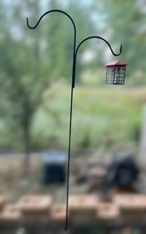 Beautiful Black Wrought Iron Garden Sheppards Hook And Bird Feeder