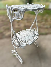 Charming White Wrought Iron Patio Side Table