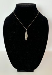 Stunning Rock Crystal Quartz Necklace 14k White Gold Genuine Sapphire Pendant - Circa 1930s Era