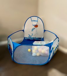 Toddler Dolphin Ball Pit With Ball Hoop And Large Bag Of Multi Colored Balls