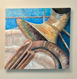 Original Hunting Horn Painting On Canvas