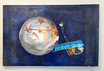 Original Space Satellite Orbiting A Planet Painting