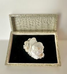 Gorgeous Mother Of Pearl Butterfly Brooch