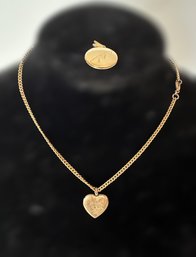 Charming Gold Toned Heart Shaped Locket And Locket Pendant