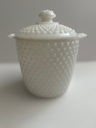 Lovely White Milk Glass Hobnail Canister With Lid