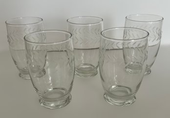 Beautiful Anchor Hocking Laurel Etched Glasses - Lot Of  5