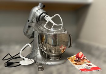 Silver Kitchenaid Artisan Mixer Complete With Attachments Instructions/recipe Booklet