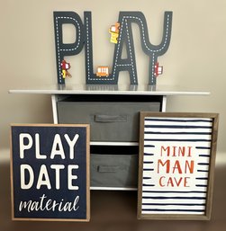 Fantastic Playroom Decor Collection Complete With Wall Decor And Toy Organizer