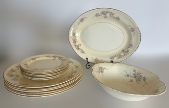 Lovely Collection Of Floral China Platers, Dessert Plates, Serving Bowl & Serving Platter