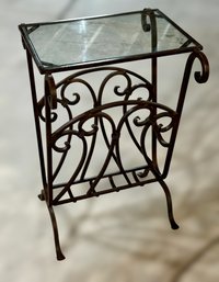 Vintage Wrought Iron With Glass Top Side Table