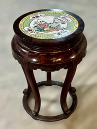 Vintage Chinese Cloisonne Flower Rosewood Table