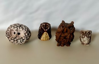 Adorably Unique Collection Of Owl Figures - Lot Of 4