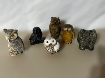 Lovely Collection Of Owl Figures Made Out Of Natural Stone And Glass