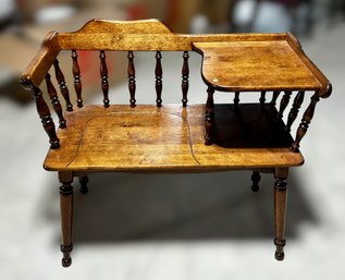 Vintage Wood Telephone Table/ Gossip Bench