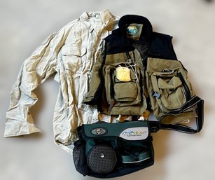 Hodgman Outdoor Mens Fishing Vest, Soft Quick Draw Tackle Box  Bag And Sportsman's  Jacket- Size L